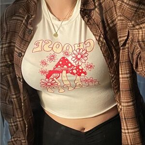 White Graphic Crop Top